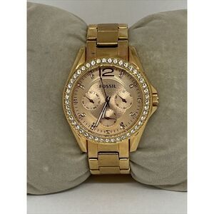 Fossil Riley ES2811 Women ROSEgold StainlessSteel Analog Dial Quartz Watch RQ162